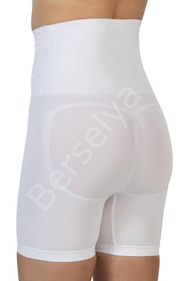 Beyaz Mı Emay 2091 Önü Dantelli Yüksek Bel Boxer Korse