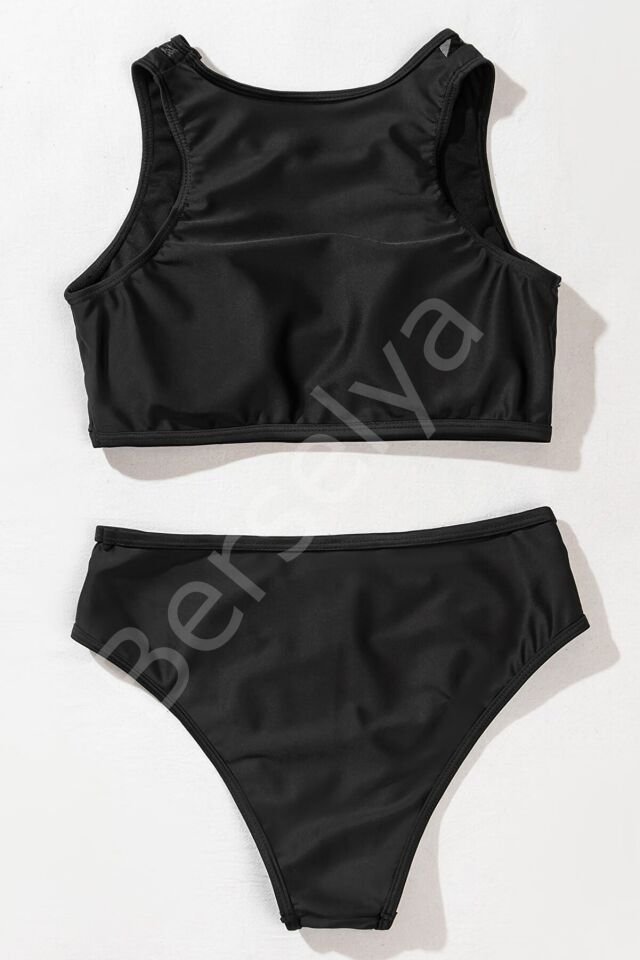 Kadın Siyah Tül Detaylı Yüksek Bel Sütyen Takımı