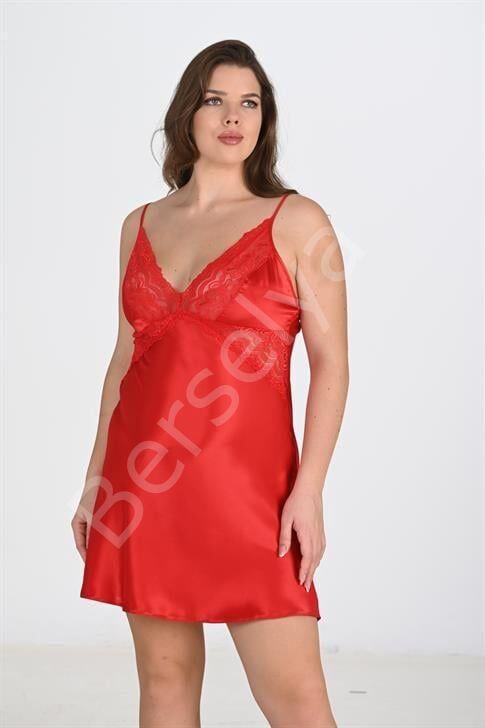 2'li Kırmızı Sabahlık Takımı Bigsize 6207