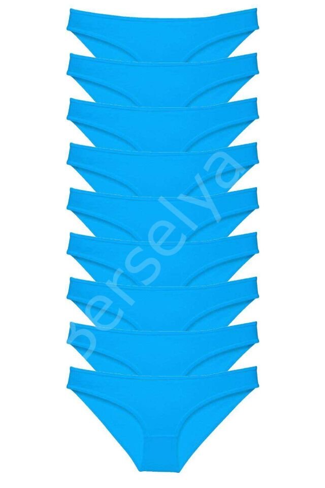 9 Adet Süper Eko Set Likralı Kadın Slip Külot Mavi