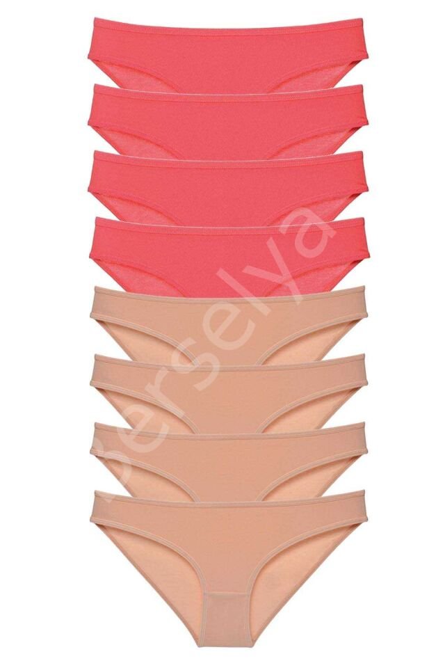 8 adet Süper Eko Set Likralı Kadın Slip Külot Fuşya Ten