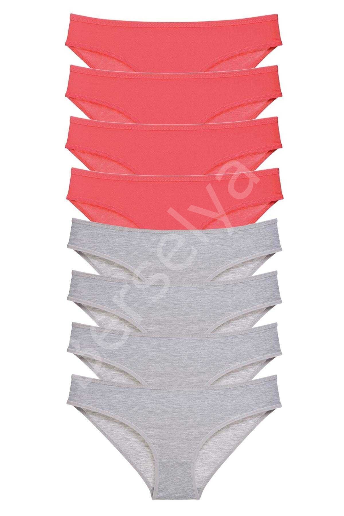 8 adet Süper Eko Set Likralı Kadın Slip Külot Fuşya Gri