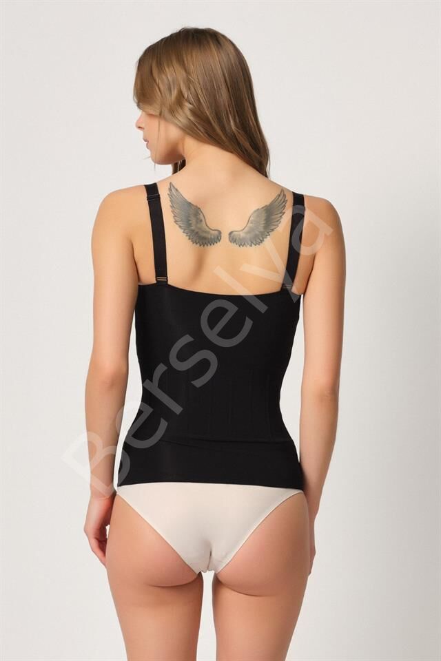 Siyah Emay 2946 Göğüs Altı Balen Destekli Atlet Korse