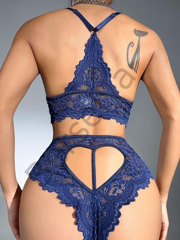 Lacivert Dantelli Fantezi Bralet Sütyen Takımı