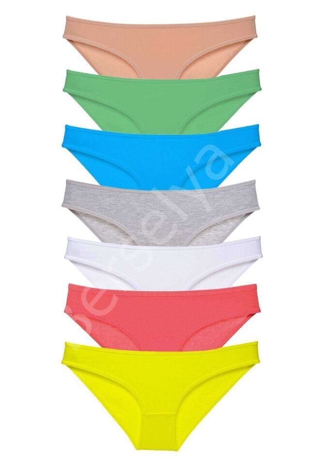 7 adet Süper Eko Set Likralı Kadın Slip Külot Çok Renkli L