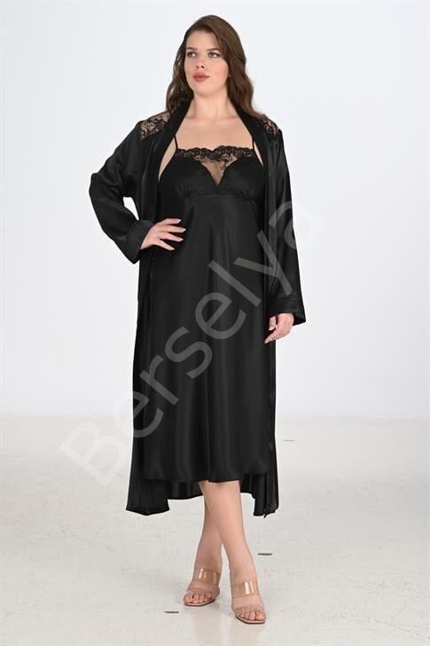 2li Siyah Sabahlık Takımı Bigsize 6221