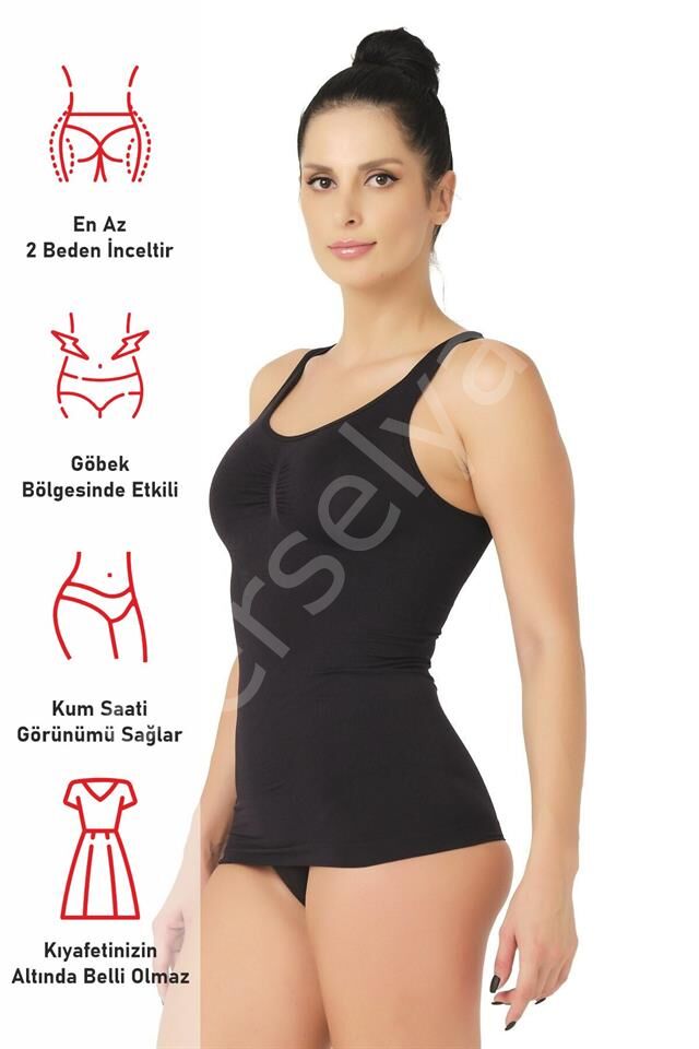 Siyah Emay 5015 Kalın Askılı Atlet Korse