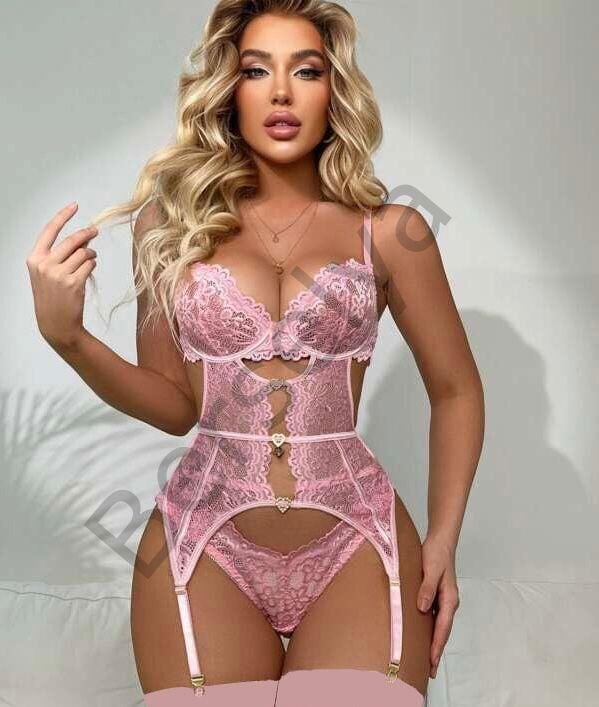 Kalp Aksesuarlı Dantelli Fantezi Pembe Jartiyer Takım