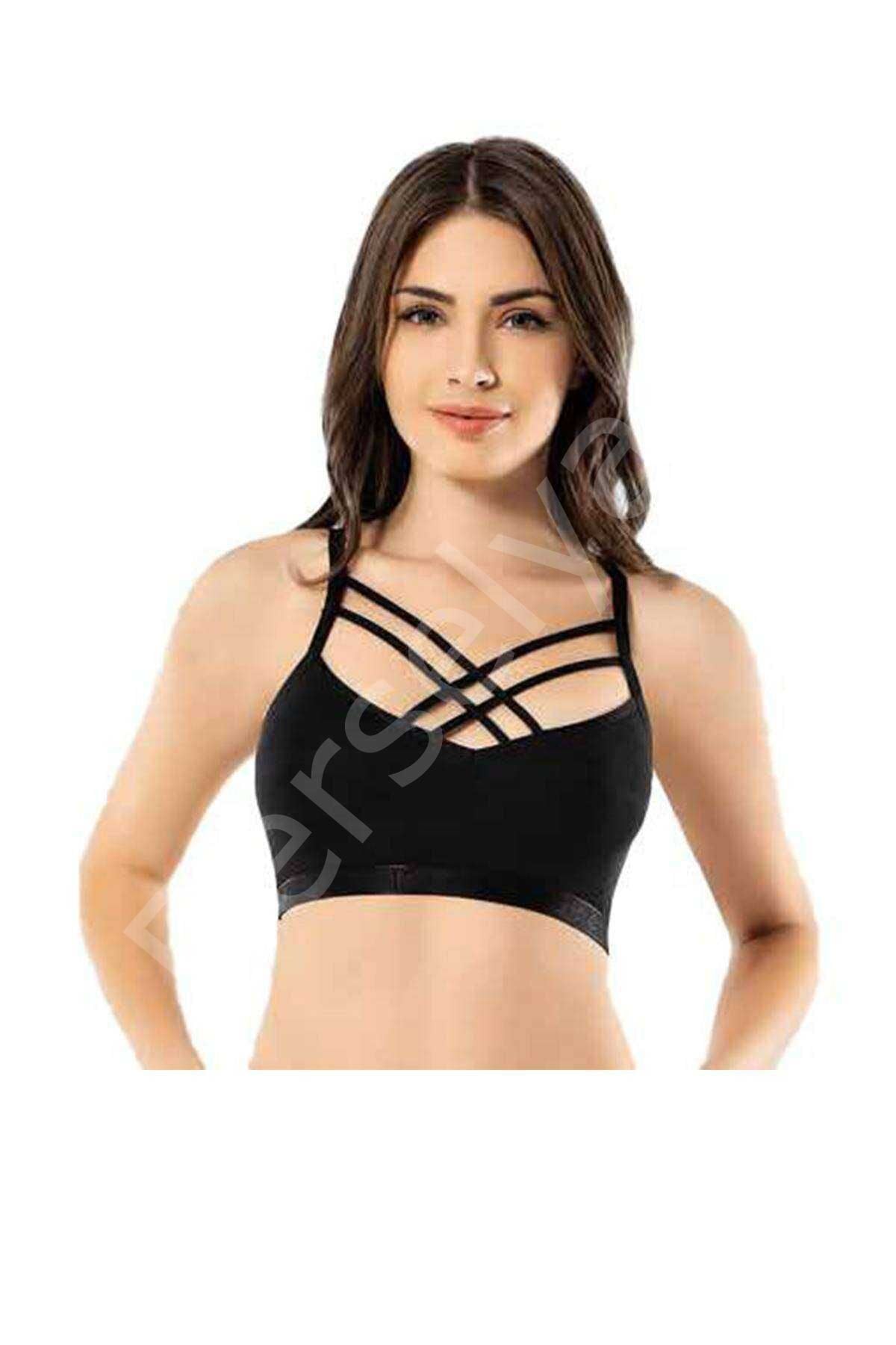Kota Siyah Çapraz İpli Büstiyer L-XL