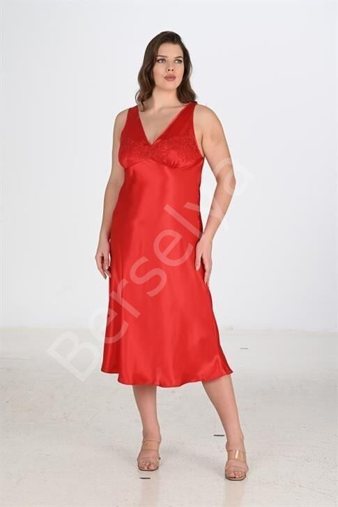 2li Kırmızı Sabahlık Takımı Bigsize 6226