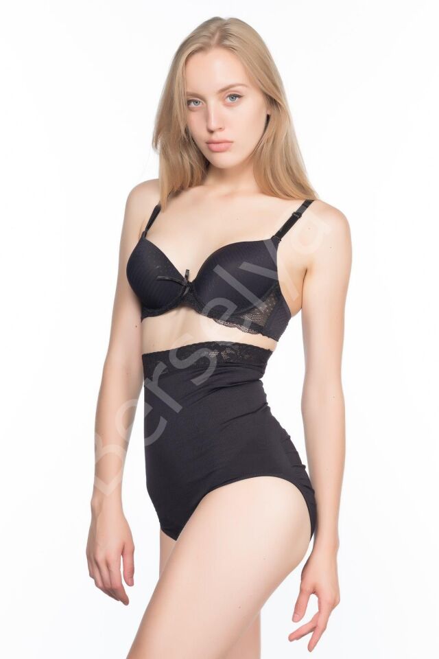 Siyah Mı Emay 2028 Dantelli Yüksek Bel Slip Korse