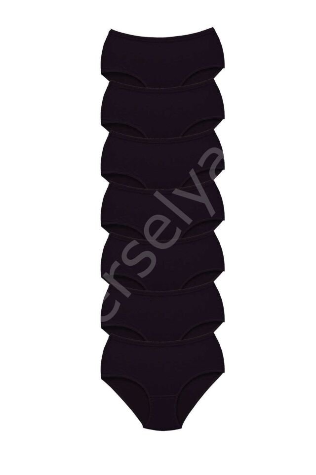 7 Adet Tutku Kadın Yüksek Bel Bato Kalın Lastik Külot Siyah
