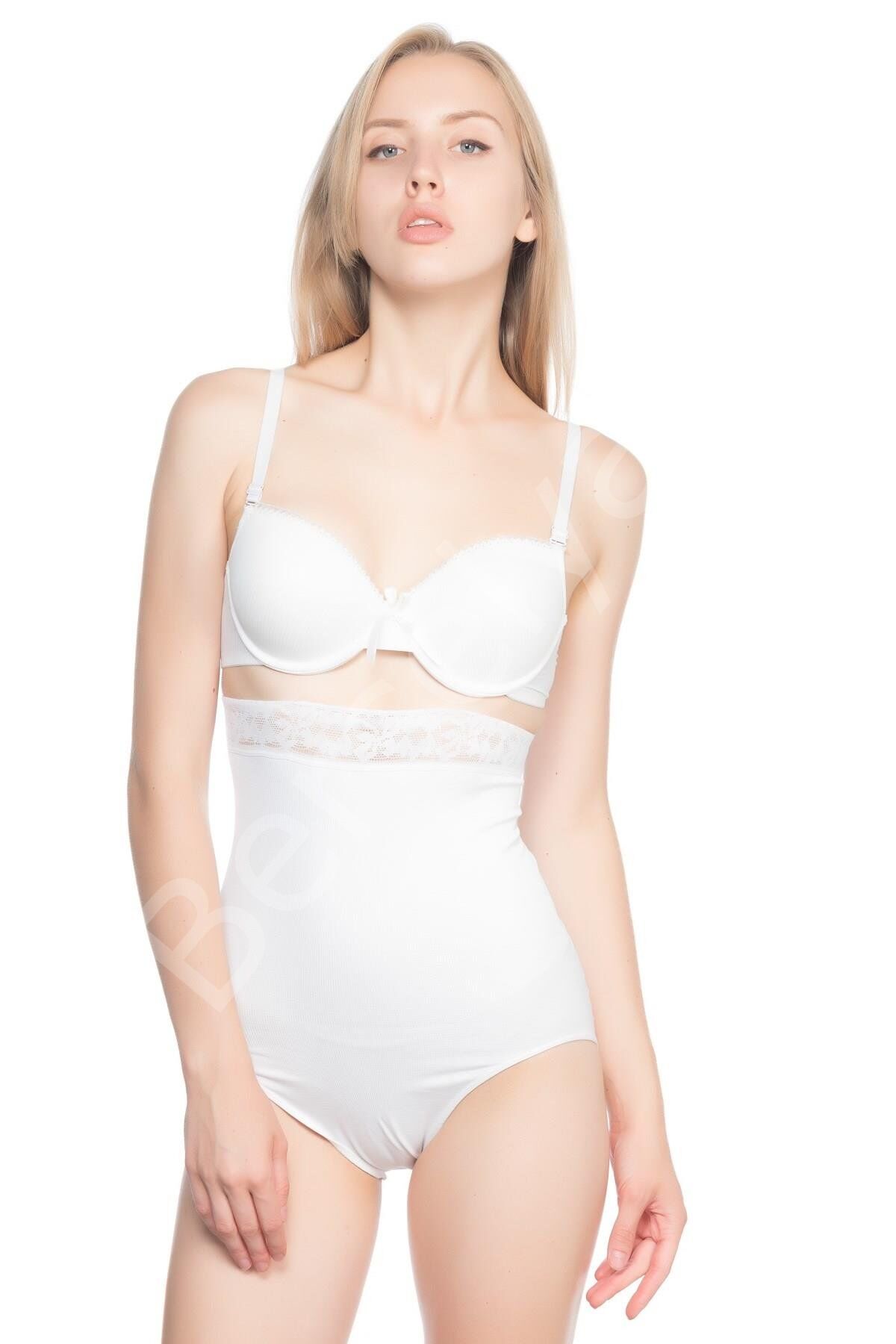 Beyaz Mı Emay 2028 Dantelli Yüksek Bel Slip Korse