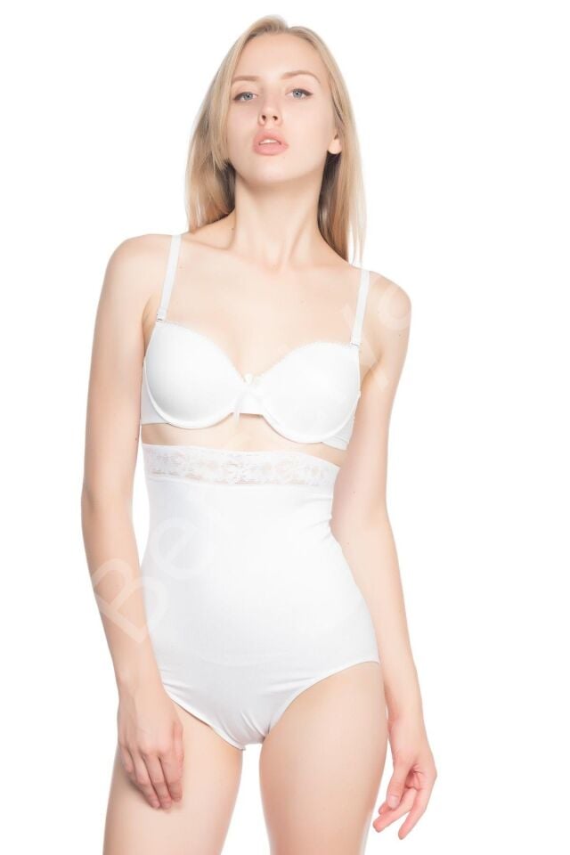 Beyaz Mı Emay 2028 Dantelli Yüksek Bel Slip Korse