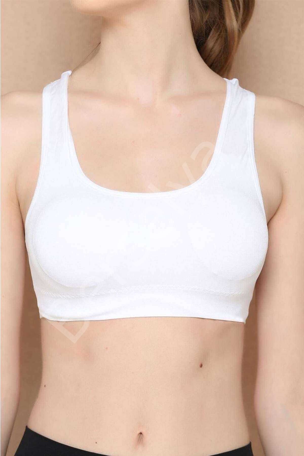 Elite Life Geniş Askılı Kadın Destekli Sporcu Büstiyer Beyaz Sütyen 777 L-XL