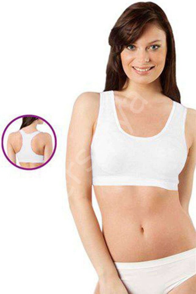 Elite Life Geniş Askılı Kadın Destekli Sporcu Büstiyer Beyaz Sütyen 777 L-XL