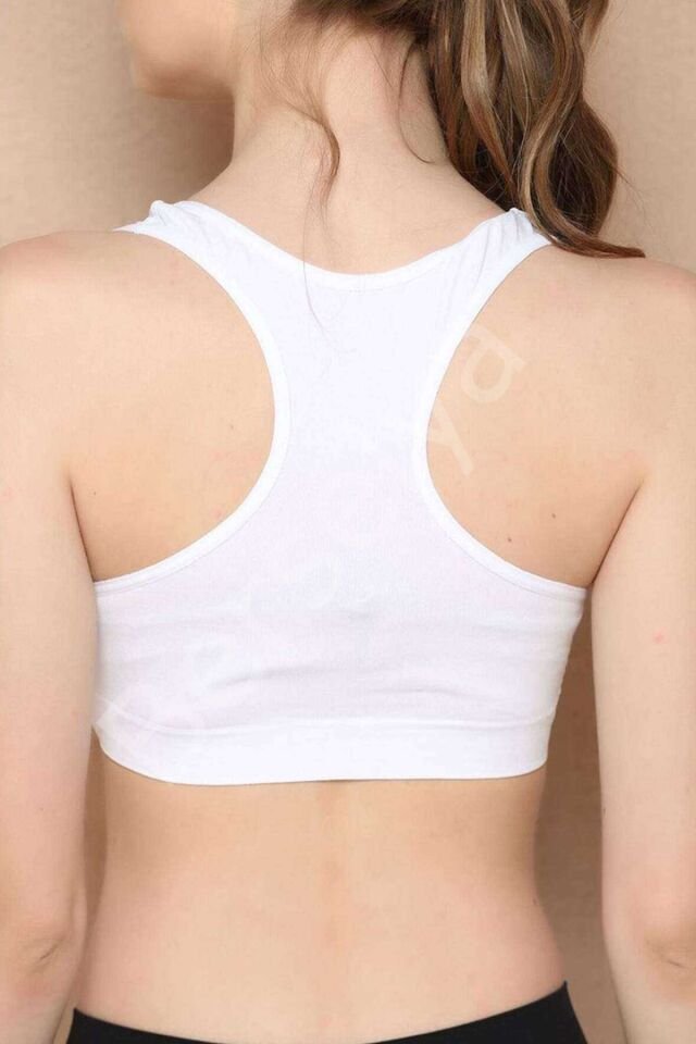 Elite Life Geniş Askılı Kadın Destekli Sporcu Büstiyer Beyaz Sütyen 777 L-XL