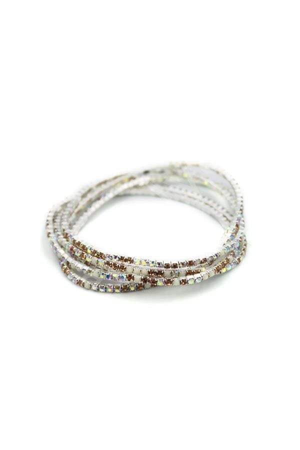 6'lı Lastikli Bileklik - Kahverengi