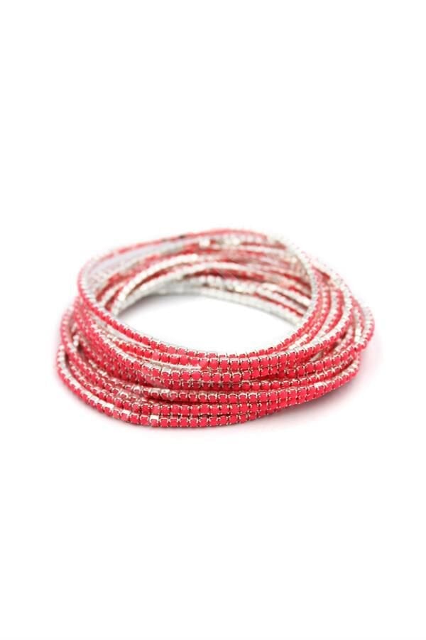 6'lı Lastikli Bileklik - Fuşya