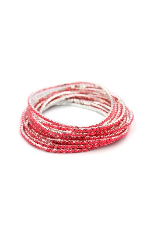 6'lı Lastikli Bileklik - Fuşya