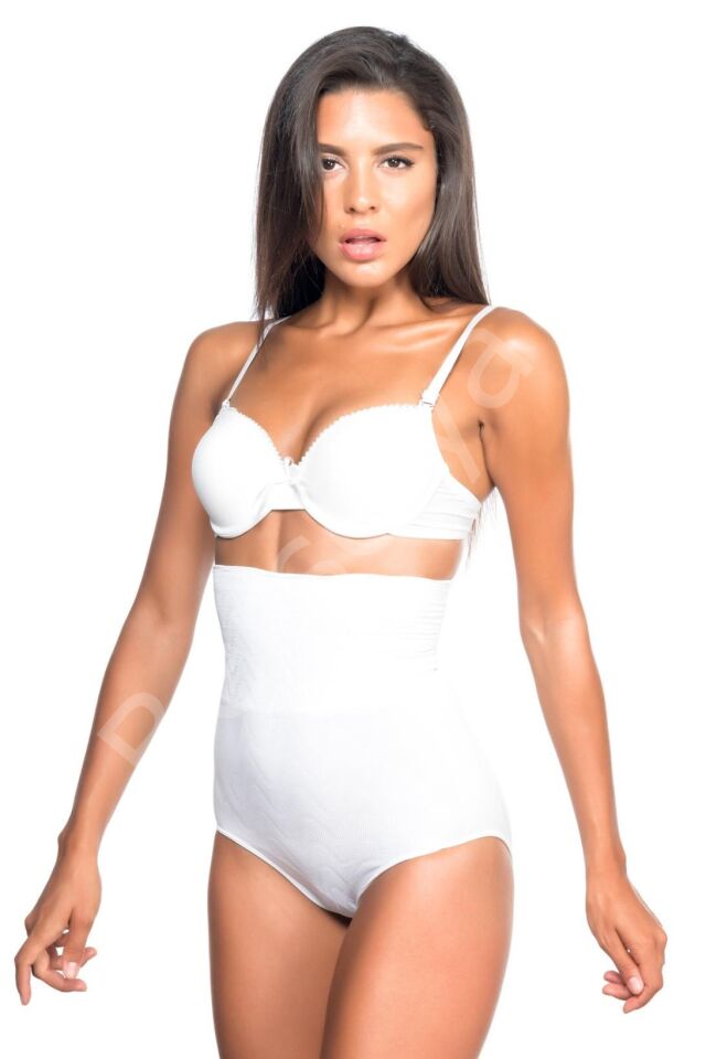 Beyaz Mı Emay 2079 Yüksek Bel Desenli Double Slip Korse