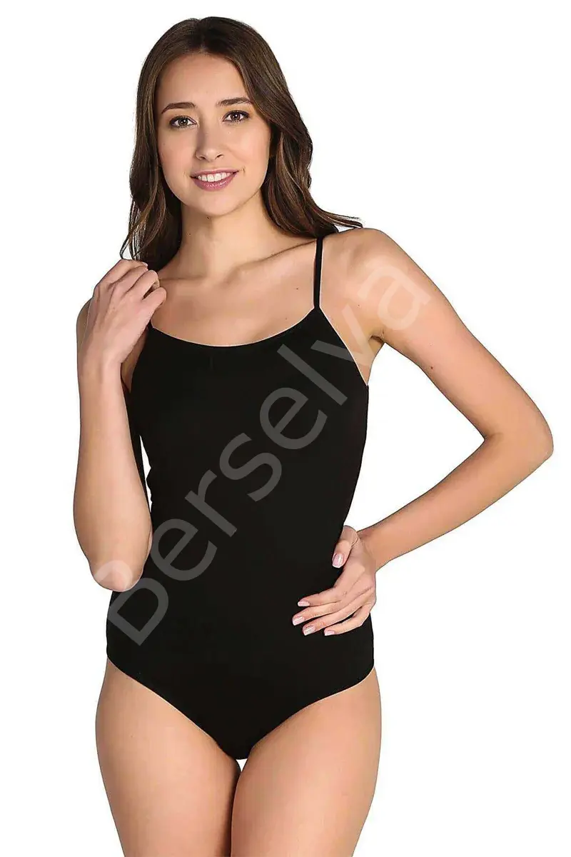 3 Adet Tutku Kadın İp Askılı Siyah Çıtçıtlı Body 0148