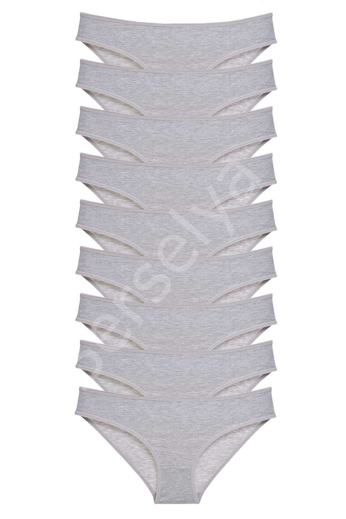 9 adet Süper Eko Set Likralı Kadın Slip Külot Gri