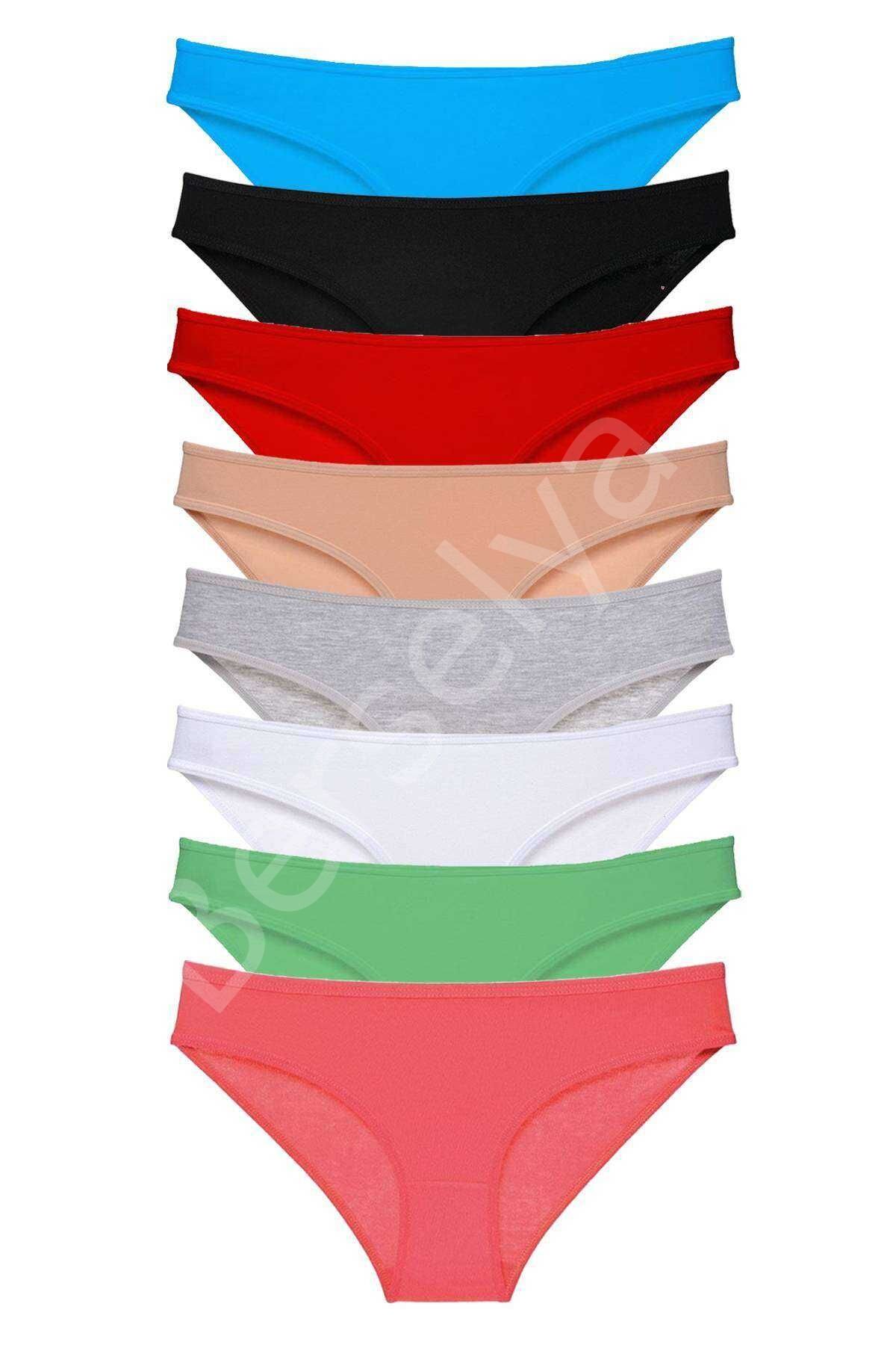 8 adet Süper Eko Set Likralı Kadın Slip Külot Set 3 L