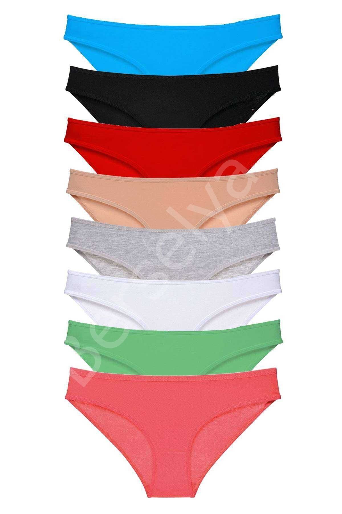 8 adet Süper Eko Set Likralı Kadın Slip Külot Set 3 XL