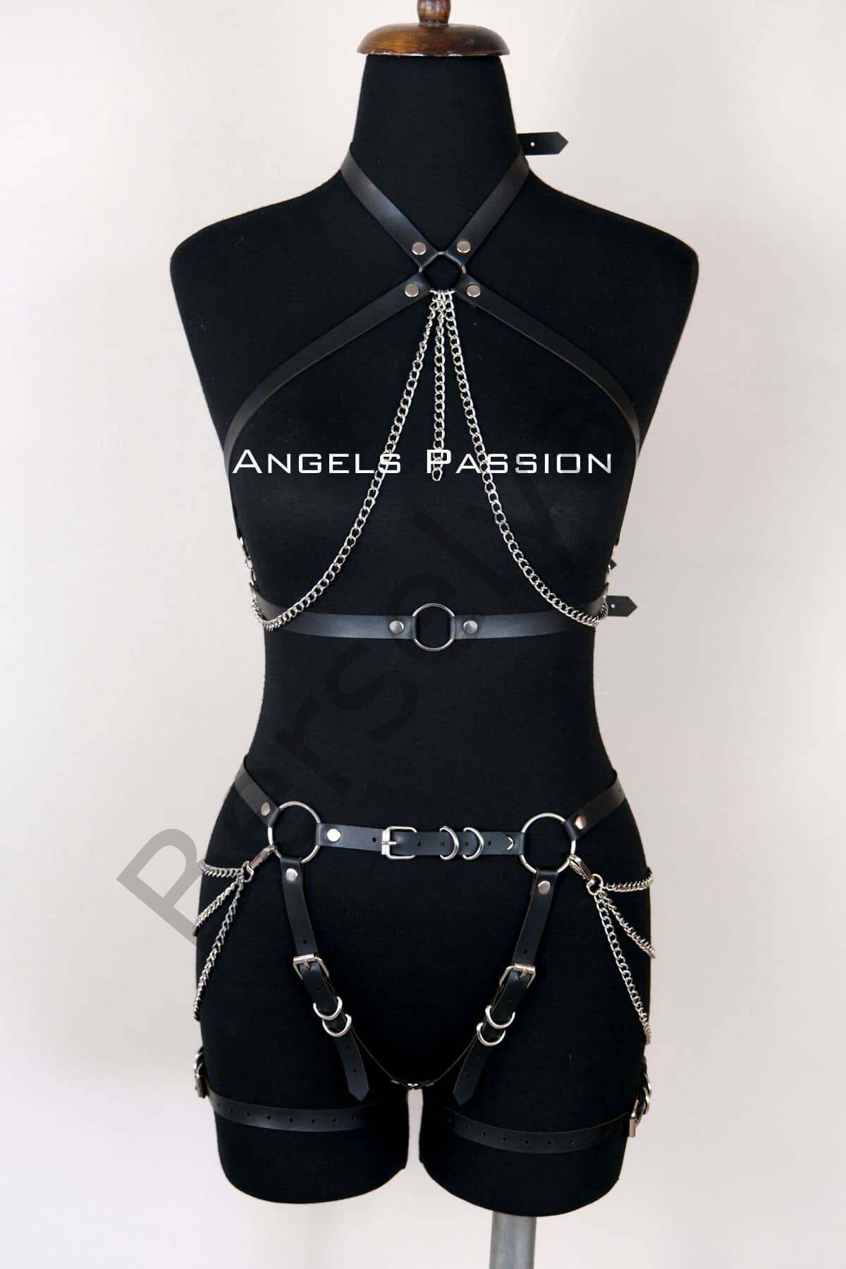 Deri Body Harness, Kadın Deri Fantezi Giyim - Brf1084