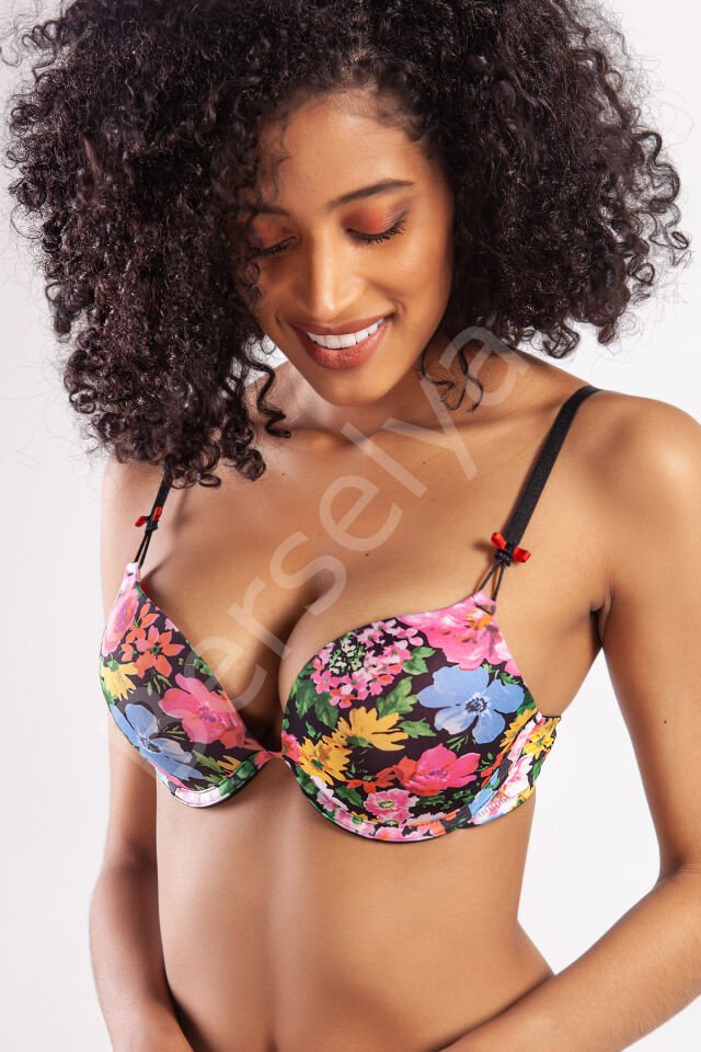 Garden Heavy Push Up Bra, Siyah Konforlu Ve Şık Sütyen
