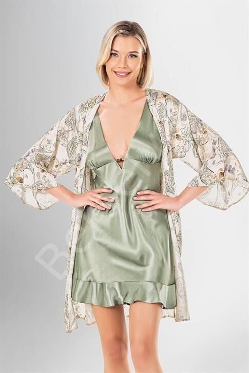 2 Li Kısa Sabahlık Takımı Desenli