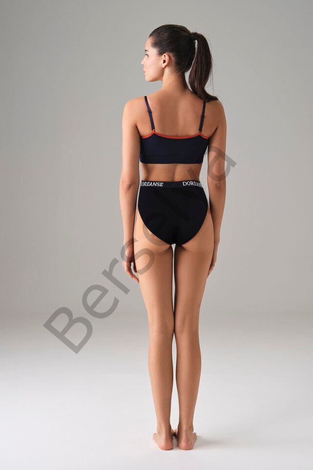 Kadın Siyah V Kesim Yüksek Bel Slip 7154