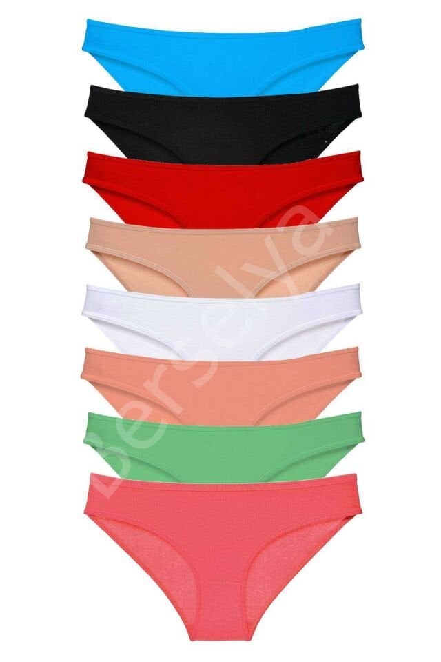 8 adet Süper Eko Set Likralı Kadın Slip Külot Set 5 XL