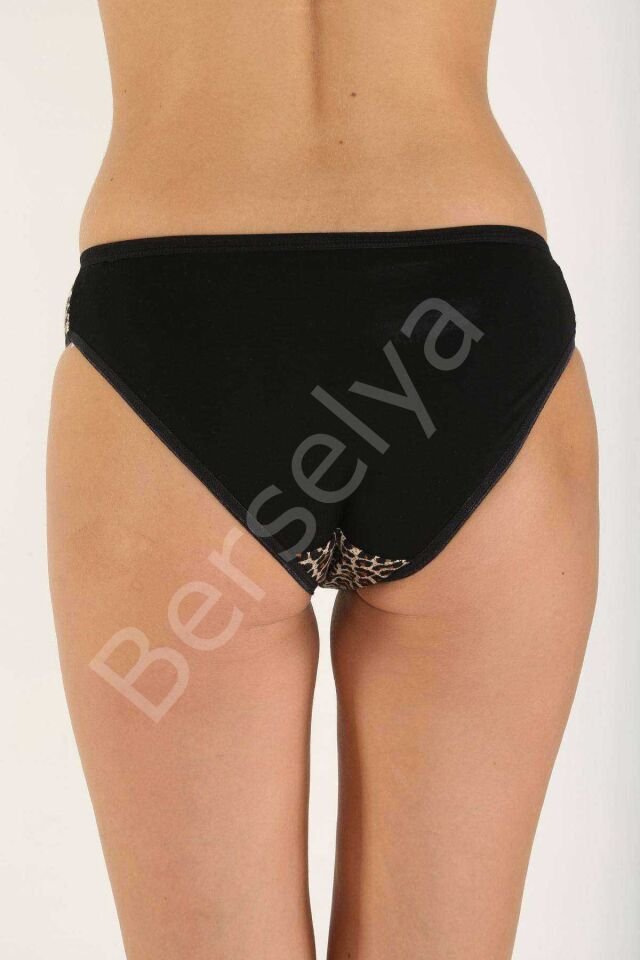 12 Adet Leopar Desenli Likralı Yumuşak Dokulu Kadın Slip Külot S