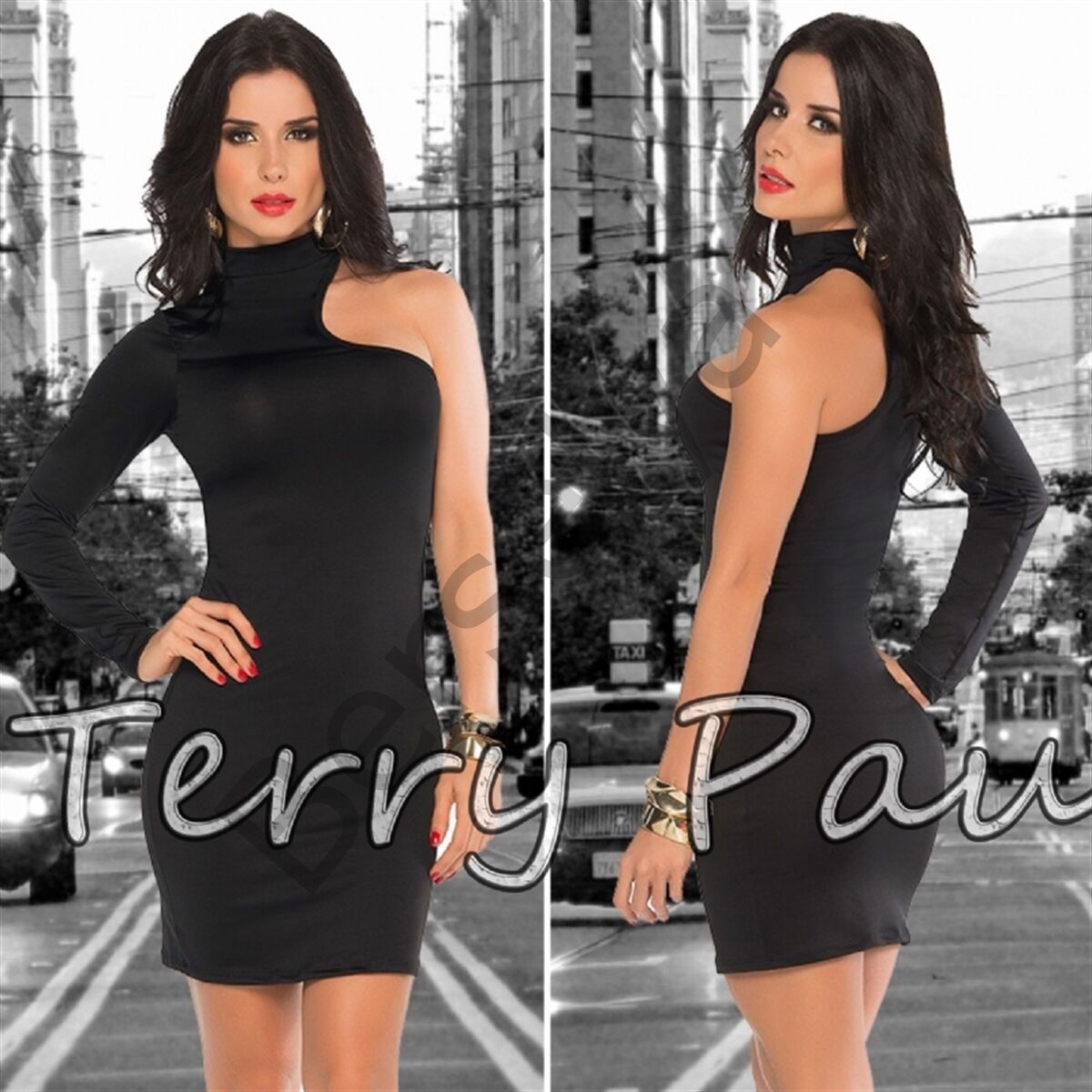 B101061 Asimetrik Mini Elbise