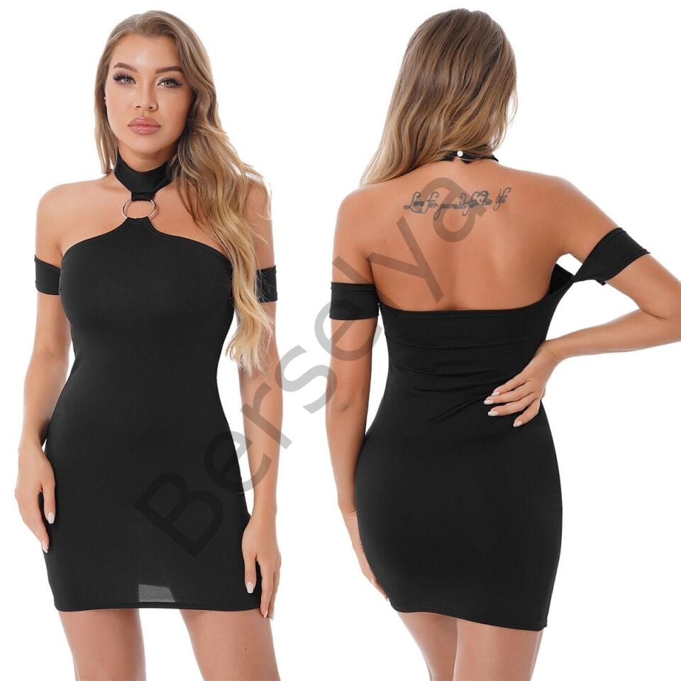 Bayan Fantazi Halkalı Mini Elbise