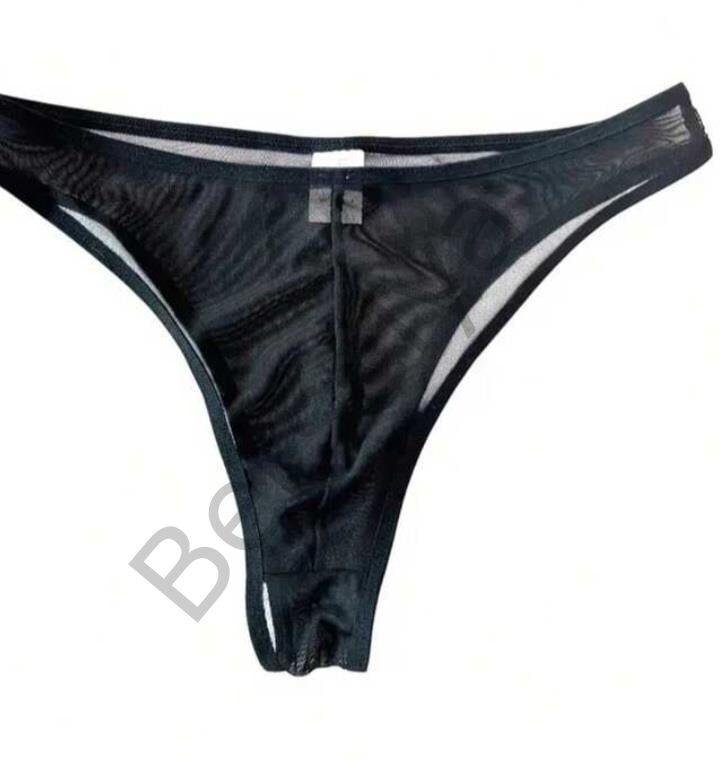 Erkek  Biyeli Siyah Transparan Brazillian Slip