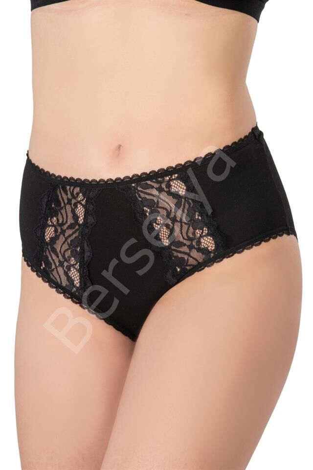 Siyah Emay 1445 Modal Cotton Yüksekbel Dantelli Külot