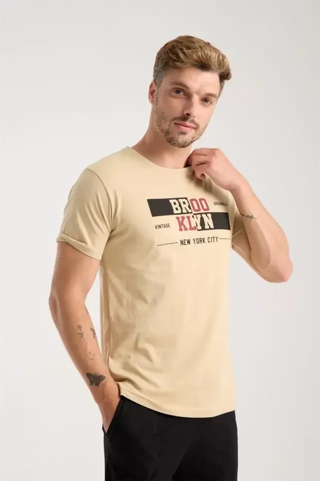 Erkek Ten Rengi Kısa Kol Pijama Takımı