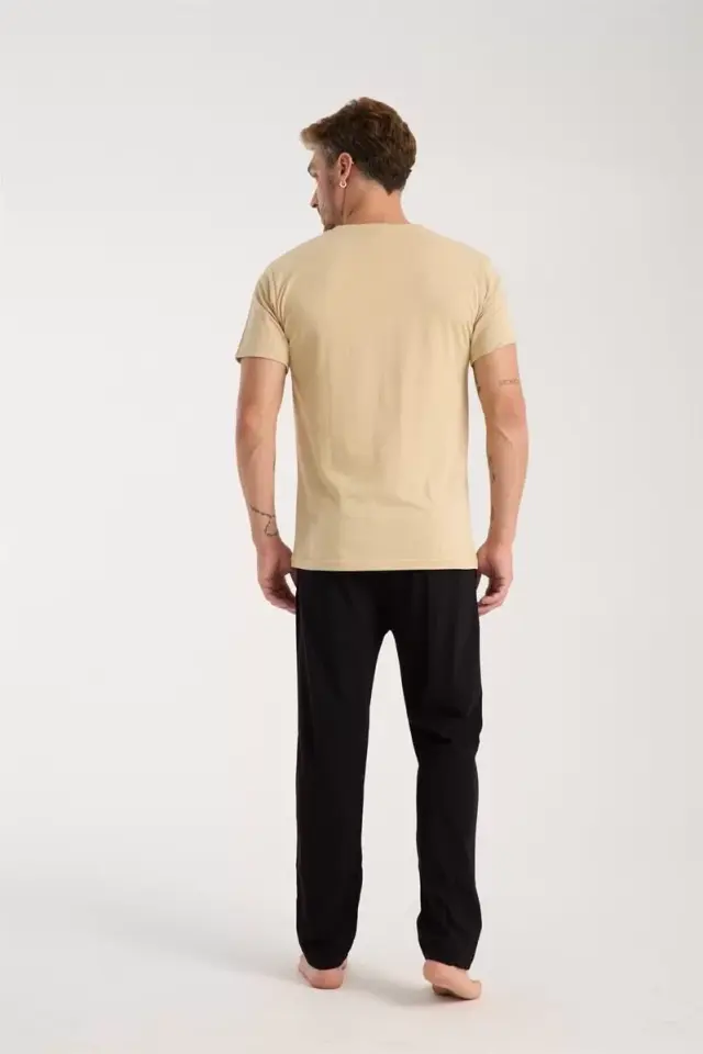 Erkek Ten Rengi Kısa Kol Pijama Takımı