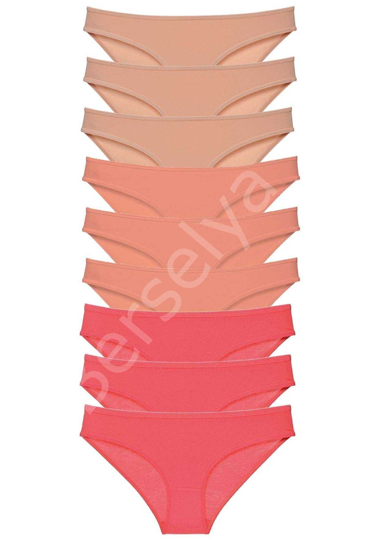 9 adet Süper Eko Set Likralı Kadın Slip Külot Ten Pudra Fuşya