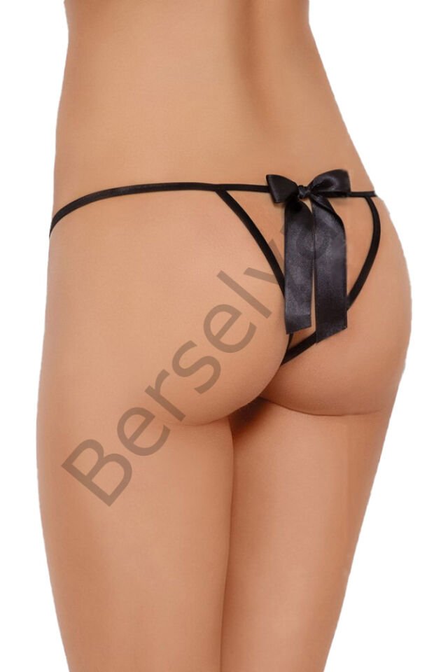 Siyah Fiyonklu Özel Bölgesi Açık Fantazi Külot Brf1245