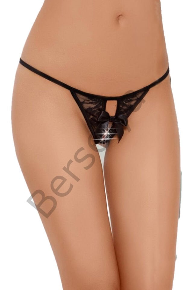 Siyah Fiyonklu Özel Bölgesi Açık Fantazi Külot Brf1245