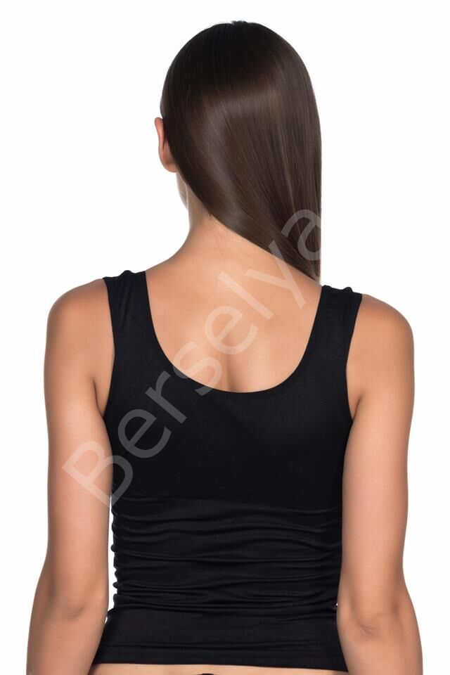 Siyah Emay 5002 Soft Kalın Askılı Uzun Atlet