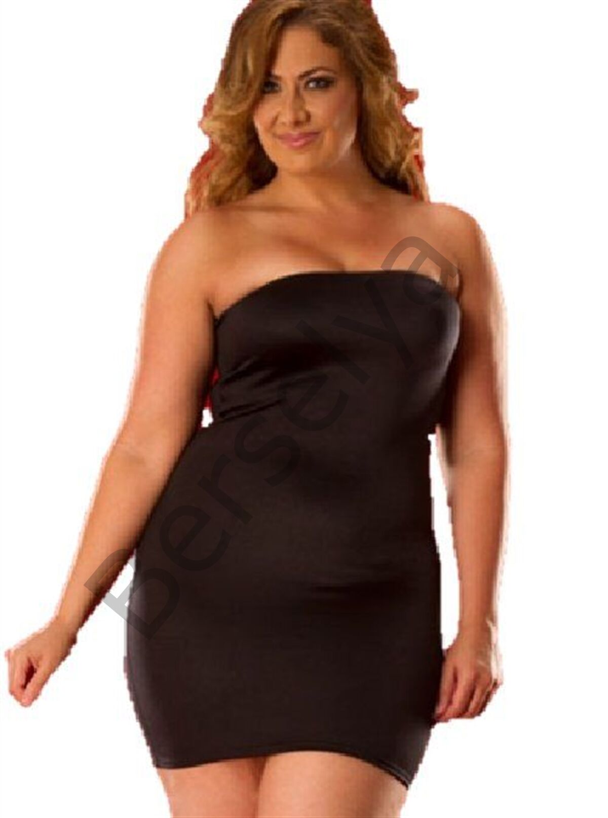Büyük Beden Strapless Mini Elbise  Br031043