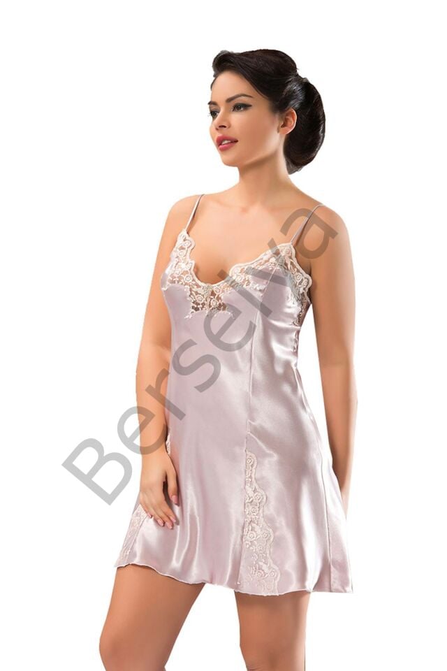 Pudra Saten Sabahlık & Gecelik 2' Li Takım - 1420