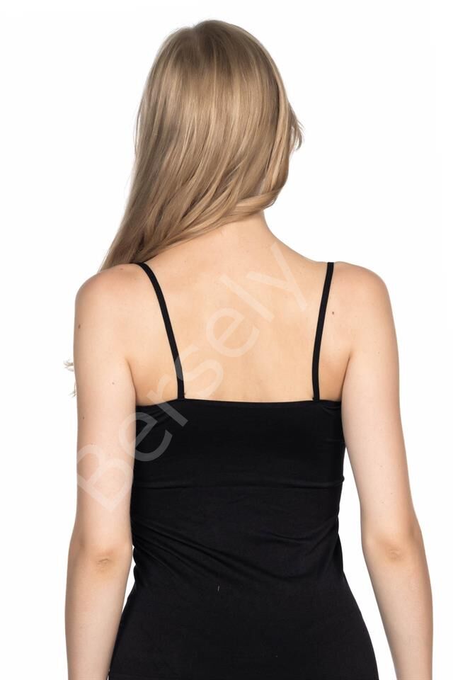 Siyah Emay 5001 Soft İp Askılı Uzun Atlet