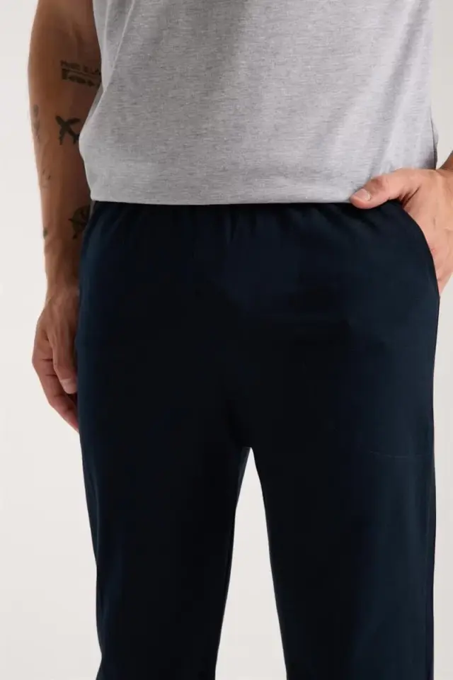 Erkek Gri Düğmeli Yaka Kısa Kol Pijama Takımı