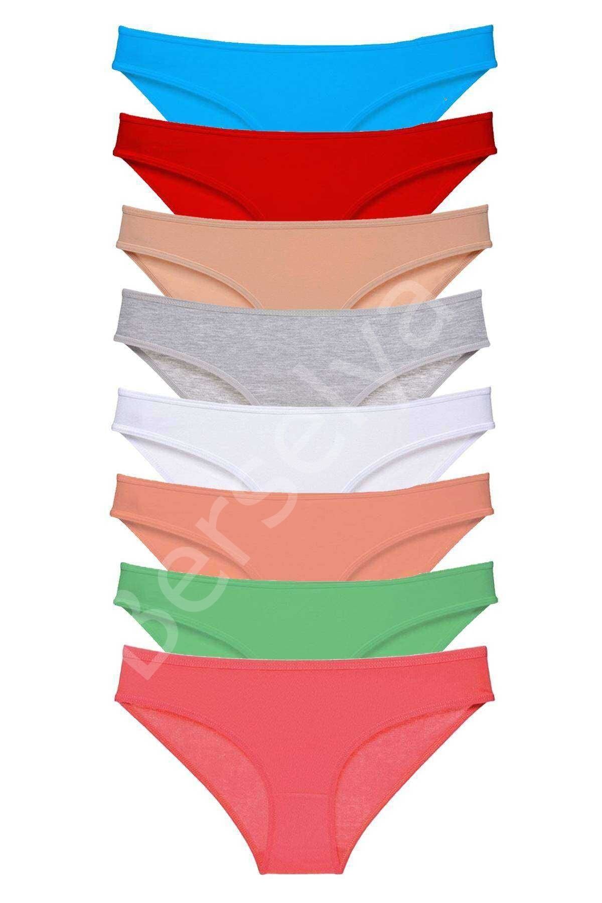 8 adet Süper Eko Set Likralı Kadın Slip Külot Set 8 L